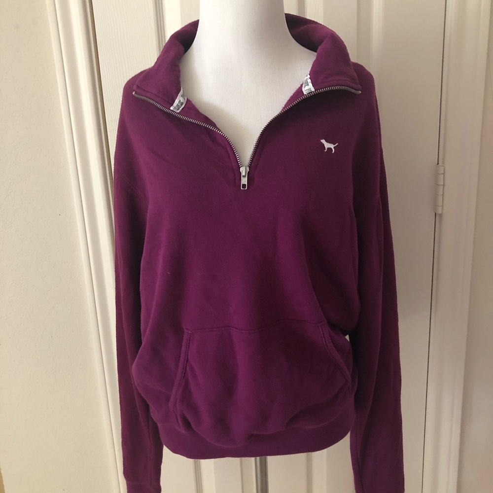 VS Pink Wine-colored Half-zip Pullover